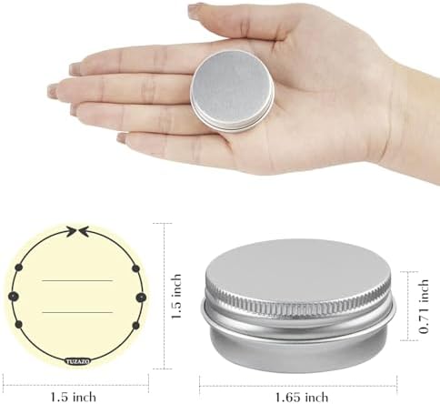 TUZAZO 12Pack Aluminum Tins, 1/2 Oz Metal Container with Lids and Labels