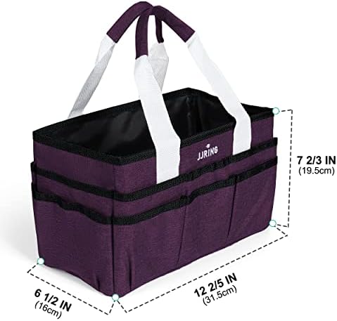 JJRING Craft Organizer Tote Bag Art Storage Caddy Deep Purple | With Multiple Pockets For Sewing, Scrapbooking, School, Medical, And Office Supplies
