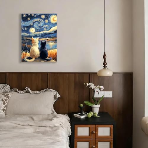 Cute Cat Diamond Art Kits for Adults Round Diamond Painting 12x16 Inch