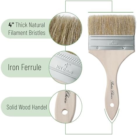 Bates- Chip Paint Brushes, 4 Inch, 6 Pack, Chip Brush, Brushes for Painting, Paint Brushes, Stain Brushes for Wood, Natural Bristle Paint Brush, 4 Inch Paint Brush, Chip Paint Brushes for Paint