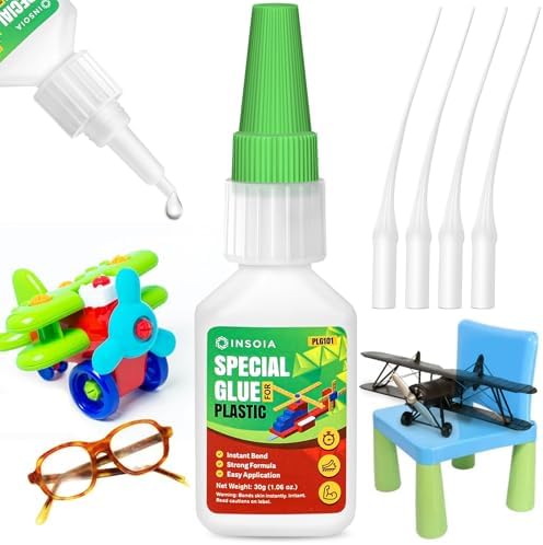 INSOIA Super Plastic Glue Clear, 20g, Strong Bond, with Precision Tips