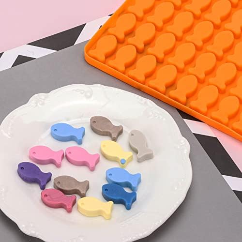 112 Cavity Silicone Molds Mini Fish Shaped Dog Treats Mold Non-stick Chocolate Molds for Baking and Freezing Candy, Biscuits, Ice Cubes