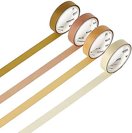 YUBBAEX Natural Color Washi Tape Set 4 Rolls Decorative Tapes for Arts, DIY Crafts, Journals, Planners, Scrapbooking, Wrapping -Neutral Color- (3-Yellow)