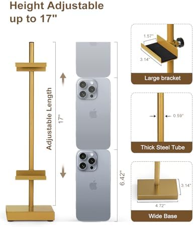 Adjustable Tabletop Easel Stand, Gold 17" H Easels for Display