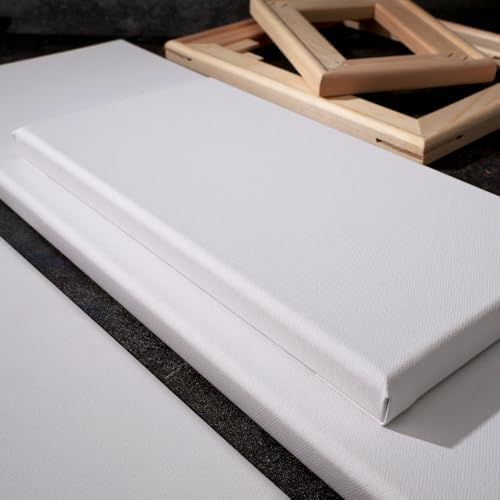 PHOENIX 12x36 Inch 3 Pack Artist Canvas - Large Skinny Stretched Canvases for Painting - 3/4 Inch Profile, 100% Cotton 11 Oz. Gesso Primed White Blank Professional Canvas Oil & Acrylic Paints