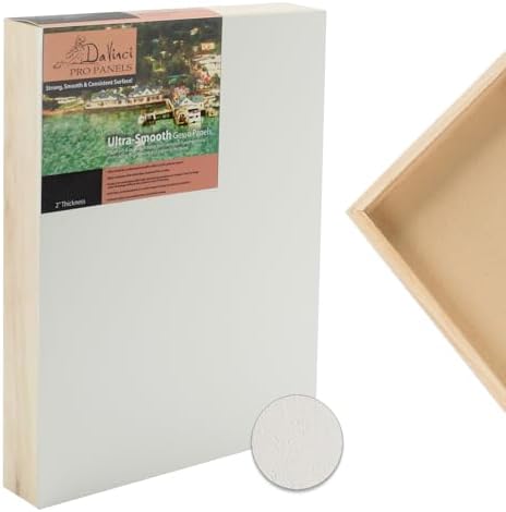 Da Vinci Pro Ultra Smooth Wood Canvas Gesso Board - 2" Deep, 12x12 Pack of 4 White Acrylic Polymer Gesso Panels for Painting Fine Portraits and Ultra Fine Detail Illustrations and Artwork