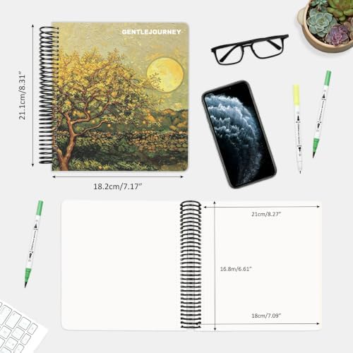 Hardcover Sketchbook,7.2"x8.3"Spiral Bound Drawing Pad,Citrus Moonlight