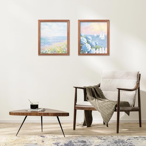 RLTXBUK 2 Pack Nautical Sailboat Blue Hydrangea Diamond Art Kits, Coastal Grandma Decor, Summer Seaside Flower Landscape Gem Diamond Painting Art Kits for Adults Kids Beginners, 9.8x11.8 Inch
