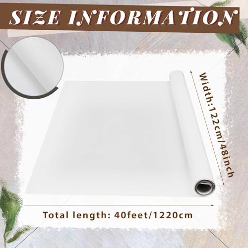 Kinlop 48 Inch X 40 Feet Double Primed Cotton Canvas Roll, White