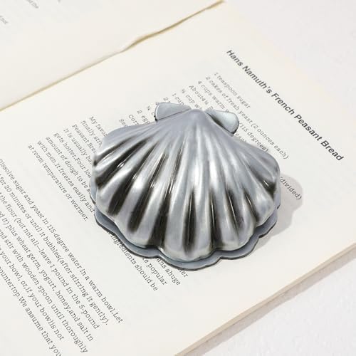 Silver Shell Metal Binder Clip, Vintage Book Clip for Journal Organization