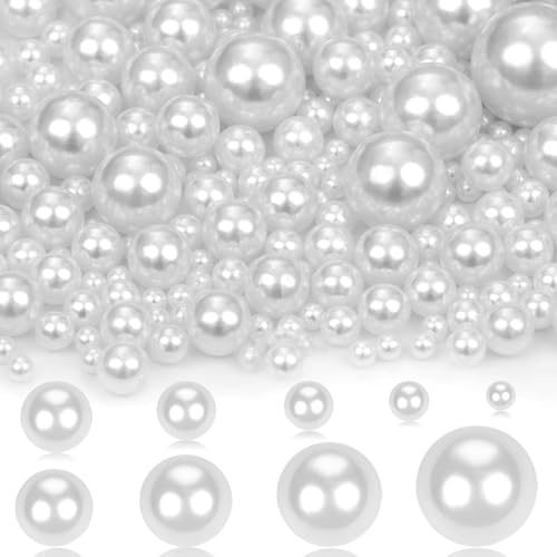 2200PCS Pearls for Crafting, White No Hole Beads for Centerpieces Vases, 9 Sizes Bulk Fake Pearls Beads for Vase Filler, Candles Centerpiece, DIY Crafts, Jewelry Making (4/6/8/10/12/14/16/18/20mm)
