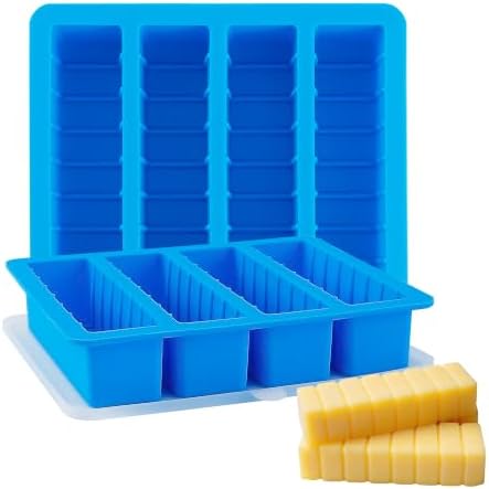 Sidosir 2 Pcs Butter Silicone Mold with Lid, Non-Stick Butter Mold Tray with Measurements for Chocolate and Homemade cakes, Ice, Butter Mold for Homemade Butter