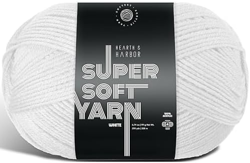Acrylic Yarn for Crocheting & Knitting – Soft Crochet Yarn for Crocheting, 370 Yards, Perfect for Crafts & Amigurumi, Medium Worsted Weight 4, White