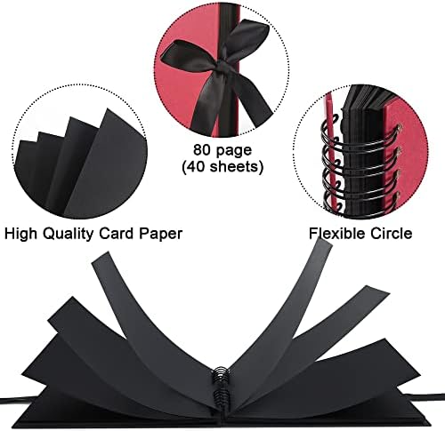 Vienrose Scrapbook Album 80 Pages 11x8 Inch Black | Kraft Paper, Diy Photo Album With Accessories, Memory Book, Wedding Birthday Travel Valentine