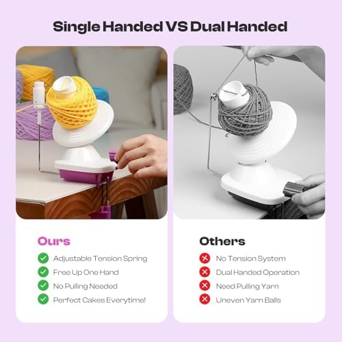 Caydo Manual Yarn Winder with Tension Spring for Tight Winding 4-7oz Cake