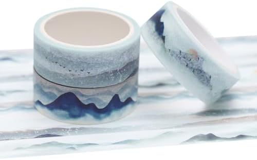 YUBBAEX Cute Printed Washi Tape 3 Rolls Japanese-Style Masking Tape Set Decorative for Arts, DIY Crafts, Journal Supplies, Planners, Scrapbook, Card/Gift Wrapping (Mountain Landscape)