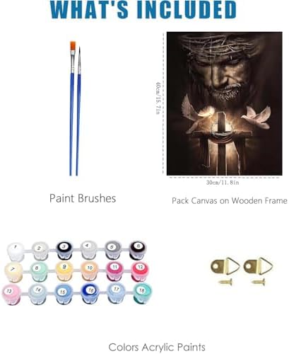 Jesus Paint by Numbers Kit for Adults Framed Canvas 12X16 in, Frameworkless