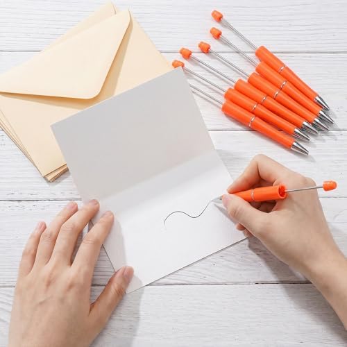 30Pcs Orange Beadable Pens Beaded Ballpoint Pens Bulk for DIY Writing