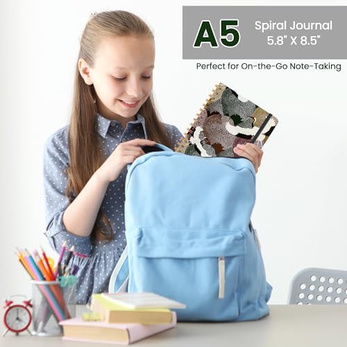 Lined Spiral Journal Notebook, A5 College Ruled Notebook for Note-Taking