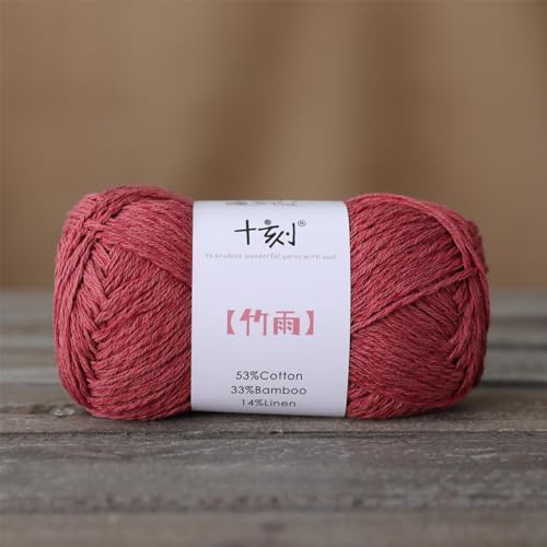 Cotton, Bamboo,Linen Blended Yarn 2 Skeins 50g/1.76oz- 07 Clay