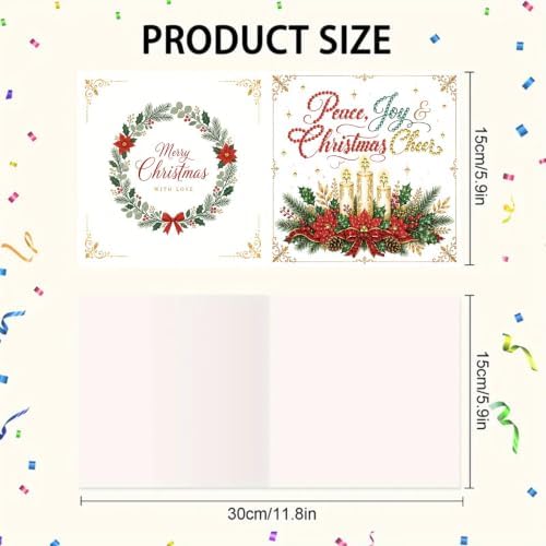 BAYUNOE 6Pcs Christmas Diamond Art Painting Greeting Card Kit with Envelope