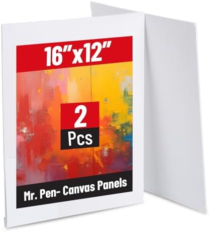 Mr. Pen- Canvas Panels, 2 Pack, 12x16 Inches | Triple Primed for Oil & Acrylic Paints, Canvas Boards for Painting, Painting, Blank Canvas for Painting, 3mm Thickness