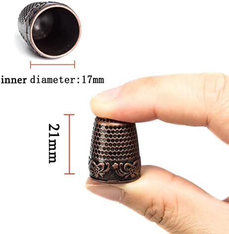 ZESION 4Pcs Sewing Thimbles, Metal Thimbles for Hand Sewing Finger Protector, Quilting Craft Accessories for Knitting Needlework DIY Tools, Brass