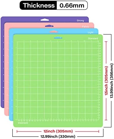 Gwybkq Cutting Mat 12 Pack 12x12, Compatible With Cricut Maker 4/Explore Air & Silhouette Sticky Pad Replacement Accessories, for Crafts Supplies (Standard/Light/Strong/Frabic)