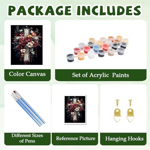ICYANART Paint by Numbers Kit for Adults Beginner Cross Number Painting | Cross Paint by Number for Adults Beginners, Acrylic Religion Painting by Numbers, Religion Paint by Numbers 16x20 In