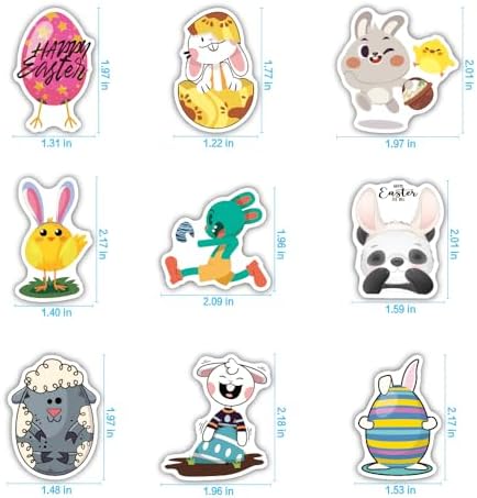 100Pcs Easter Stickers for Kids | Bunny Stickers Vinyl Waterproof Stickers Pack, Easter Gifts for Kids - Easter Egg Fillers for Kids & Easter Basket Stuffers