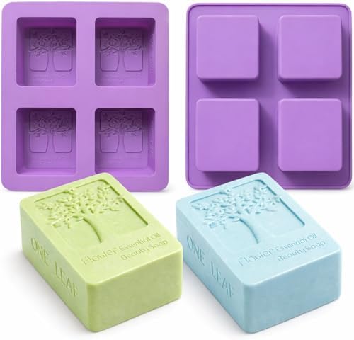 2Pack Tree of Life Embossed Silicone Soap Mold Square Handmade Soap Making Mold Square Silicone Mold Tree Embossed Mold Handmade Soap Mold for Soap Candle Lotion Bath Bombs Resin Cake Chocolate Candy