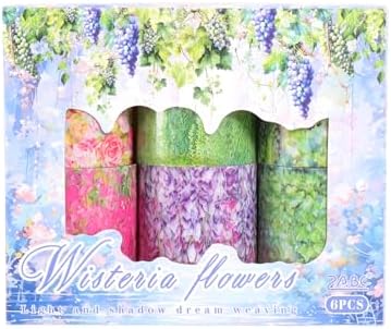 Vintage Floral Wide Washi Tape, 6 PET Rolls for Journaling Crafts | 6 wide PET rolls for journaling supplies, scrapbook supplies, junk journals, card making, DIY crafts and gift wrappin