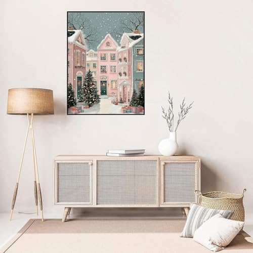 WNPOKN Christmas Winter House Diamond Art Kits for Adults 12 x 16inch