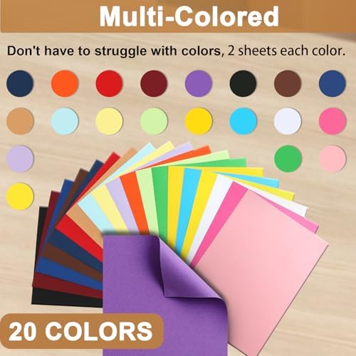 Silunkia 40 Sheets Colored Cardstock 8.3 x 11.7 Craft Paper 75lb