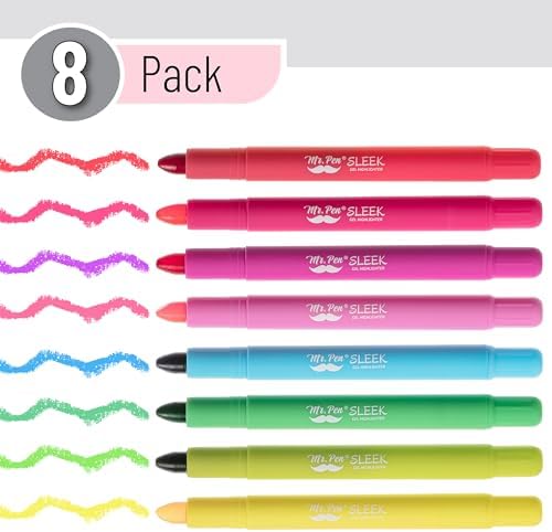 Mr. Pen- No Bleed Gel Highlighters, Vintage Colors, 8 Pack