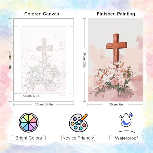 Yezavesu 6 Pack Jesus Paint by Numbers Kit for Adults Beginner 8x12 Inch | Christ Religious DIY Acrylic Painting by Numbers, Without Frame Canvas, Stress Relief Craft Kits, For Home Wall Decor Gift