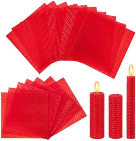 Yuntau 24 Pcs Beeswax Candle Making Kit, 8 x 8 Inches, Red