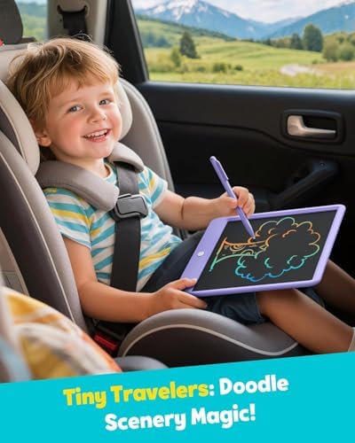 TEKFUN 12" LCD Writing Tablet for Kids Ages 3–8, Fun Drawing Tablet for Creative Play, Reusable Doodle Board for Boys & Girls, Great for Imagination, Travel & Everyday Fun (Purple)