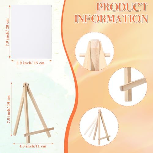 Motimind 36 Pcs 6 x 8 Mini Canvas and 8" Easel Set Bulk for Paint Party