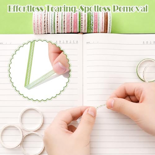 EORTA 30 Rolls Pastel Floral Washi Tape Set, Thin 5mm Skinny Masking Tape, Decorative Planner Tape for Scrapbooking, Journaling, Gift Wrapping & DIY Crafts (Soft Aesthetic Tones, 5mm)