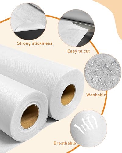 PLANTIONAL Medium Weight White Iron-On Non-Woven Fusible Interfacing: 16.5" x 30yds Medium Weight Non-Woven Interfacing Iron On Polyester Single-Sided Interfacing for DIY Crafts Supplies