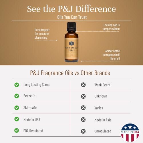 P&J Trading Fragrance | Warm Vanilla Sugar Oil 30ml - Candle Scents for Candle Making, Freshie Scent, Soap Making Supplies, Diffuser Oil Scents