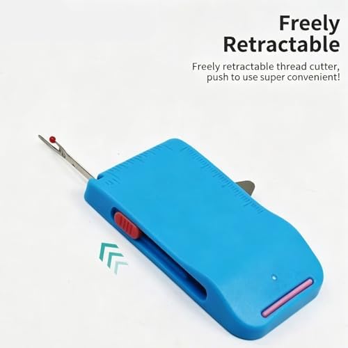 Sewing Seam Guide & Ripper–Multi-Functional Tool, Easy Seam Allowance & Stitch Removal, Magnetic Sewing Machine Sleeve Tool with Needle Threader, Dual-Scale Hemmer Guide Foot for Line (Blue)
