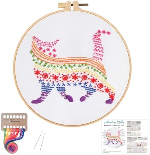 Louise Maelys Cute Cat Embroidery Kit for Beginners Creative Set