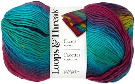 Loops & Threads Facets Yarn - Yarn for Knitting, Crochet, Weaving, and Arts & Crafts - Multi, Acrylic, 3.5 oz