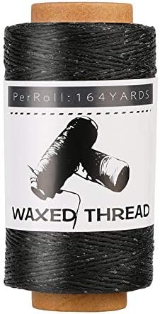 Jupean Waxed Thread for Leather Threads Black Thread Leather String Cord