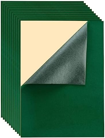 Mesheshe 10PCS Self Adhesive Felt, DIY Self Adhesive Fabric for Art & Crafts, Peel and Stick Felt for Drawer/Jewelry Box Felt Liner, A4 Size (8.3/inch x 11.8/inch, Green) MSS23-XH-40PCSA4-Green