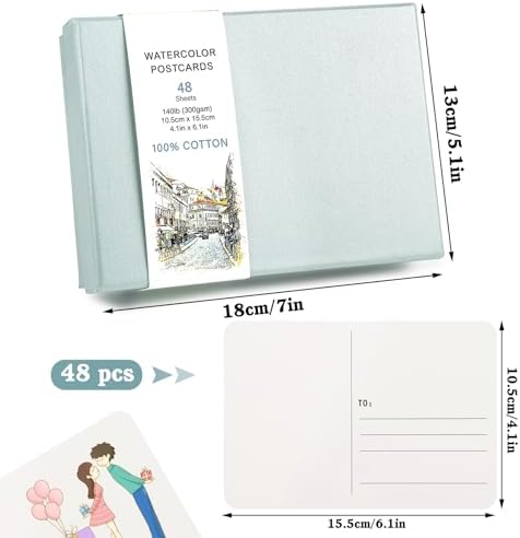 Prudiut Watercolor Postcards 48 Sheets, 4x6 In, 140Lb/300Gsm, Green
