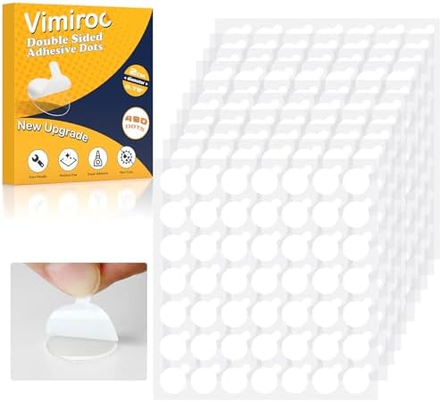 Vimiroo Double Sided Sticky Tack – 490pcs Easy to Peel Sticky Dot,Clear Removable Balloon Glue Poster Dots for Crafts, Posters, Balloons, and DIY Projects