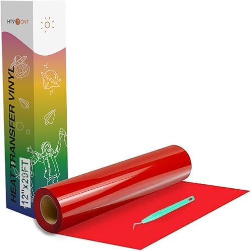 HTVRONT Heat Transfer Vinyl Red HTV Rolls, 12" x 20ft